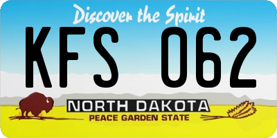 ND license plate KFS062