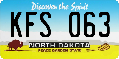 ND license plate KFS063