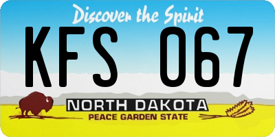 ND license plate KFS067