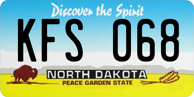 ND license plate KFS068