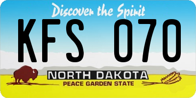 ND license plate KFS070