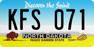 ND license plate KFS071