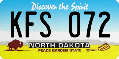 ND license plate KFS072