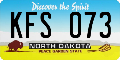 ND license plate KFS073