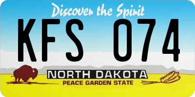 ND license plate KFS074