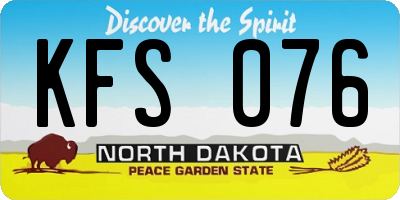 ND license plate KFS076
