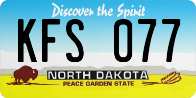 ND license plate KFS077