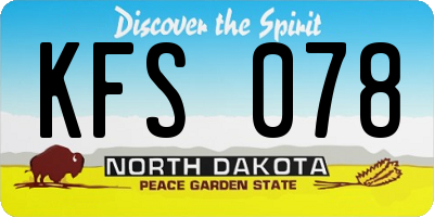 ND license plate KFS078