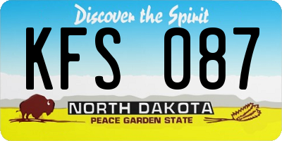 ND license plate KFS087