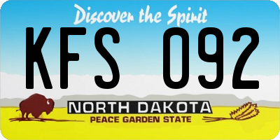 ND license plate KFS092