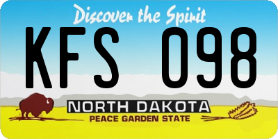 ND license plate KFS098