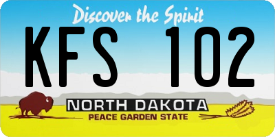 ND license plate KFS102