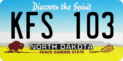 ND license plate KFS103