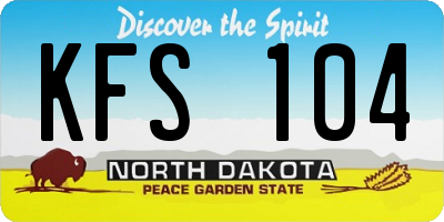 ND license plate KFS104