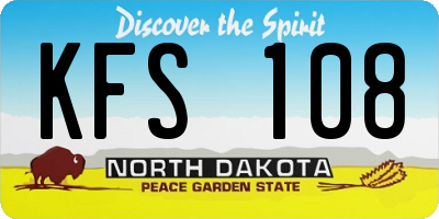 ND license plate KFS108