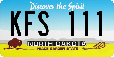 ND license plate KFS111