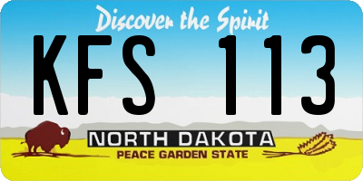 ND license plate KFS113