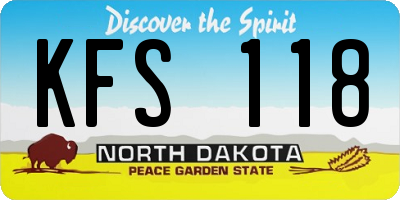 ND license plate KFS118