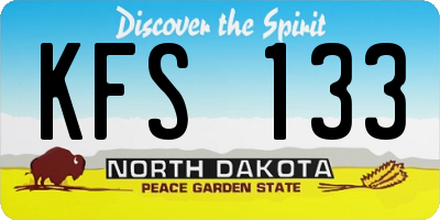 ND license plate KFS133