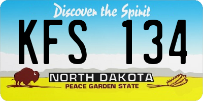 ND license plate KFS134