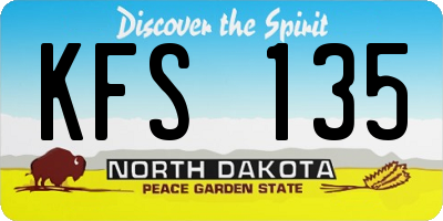 ND license plate KFS135