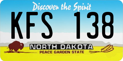 ND license plate KFS138