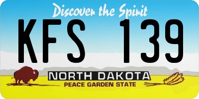 ND license plate KFS139