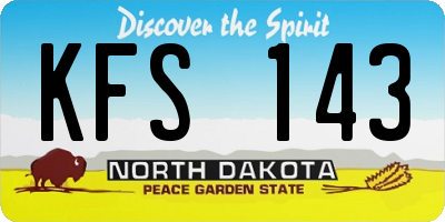 ND license plate KFS143