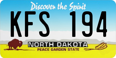 ND license plate KFS194