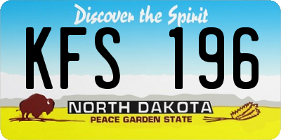 ND license plate KFS196