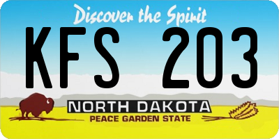 ND license plate KFS203