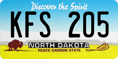 ND license plate KFS205