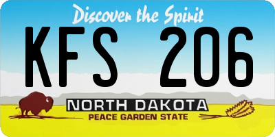 ND license plate KFS206