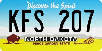 ND license plate KFS207