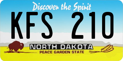ND license plate KFS210