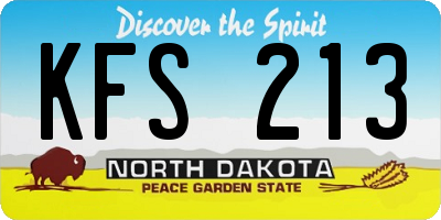 ND license plate KFS213