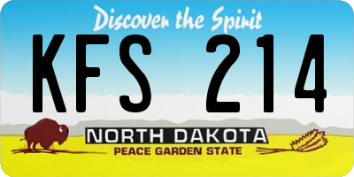 ND license plate KFS214