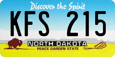 ND license plate KFS215