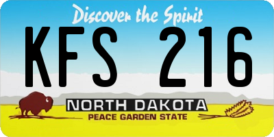 ND license plate KFS216
