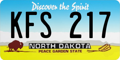 ND license plate KFS217