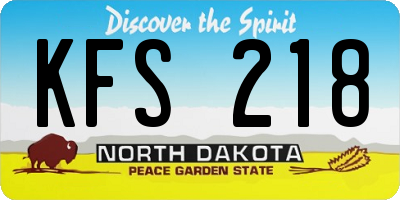 ND license plate KFS218