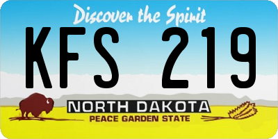 ND license plate KFS219