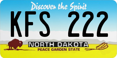 ND license plate KFS222