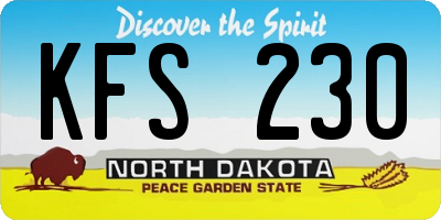 ND license plate KFS230