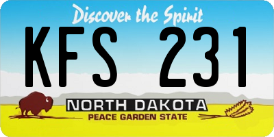 ND license plate KFS231