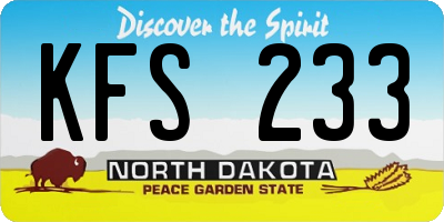 ND license plate KFS233