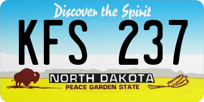 ND license plate KFS237