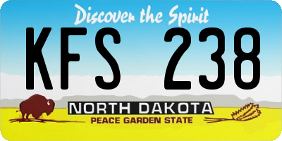 ND license plate KFS238