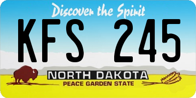 ND license plate KFS245