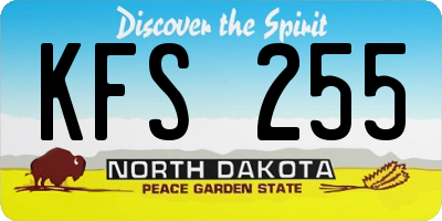 ND license plate KFS255